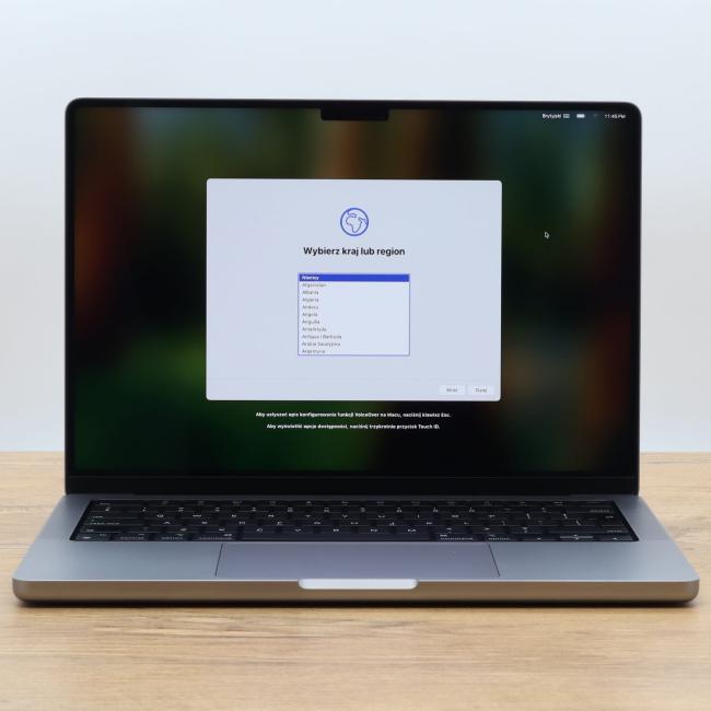 Poleasingowy Laptop Apple Macbook Pro A2442 2021 M1 Pro 16GB RAM 1TB SSD 14 cali Space Gray Klasa B idealny do pracy zdalnej, do pracy biurowej i do domu